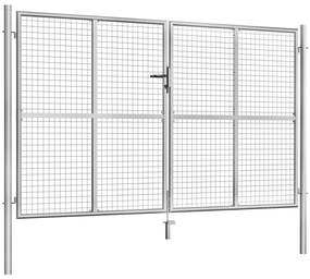 Portão de jardim em aço galvanizado 306x200 cm prateado