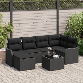 vidaXL Conjunto de Sofá para Jardim de 7 Peças com Almofadas Vime Poly Beige