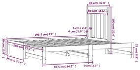 Estrutura sofá-cama de puxar 2x(90x190) cm pinho maciço