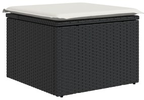 Conjunto de Sofá de Jardim de 7 Peças com Almofadas Preto Rattan Poli