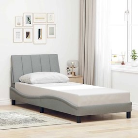 vidaXL Estrutura de cama sem colchão 90x200 cm tecido cinzento-claro