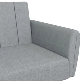 Sofá-cama de 2 lugares c/ apoio de pés tecido cinzento-claro