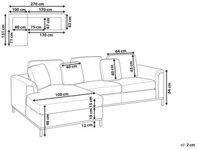 Sofá de canto em tecido creme à direita OSLO Beliani