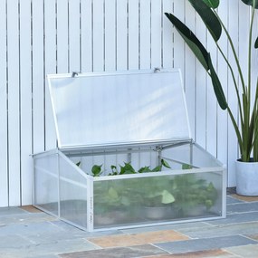 Outsunny Estufa de Jardim Alumínio Policarbonato Transparente Viveiro para Plantas Culturas 100x100x48 cm