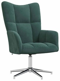 Cadeira de descanso com banco veludo verde-escuro