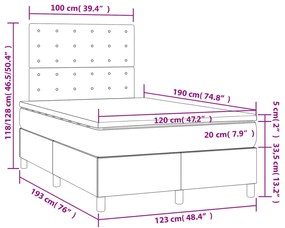 Cama boxspring c/ colchão 120x190cm tecido castanho-acinzentado