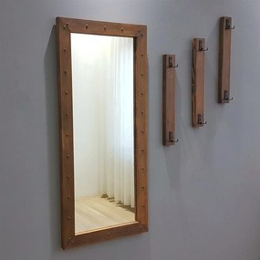 **** Hall Stand V108 – Walnut – Espelho: 50x110 cm, Ganchos: 6x50 cm