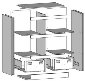 Aparador alto 67x39x95 cm aço branco