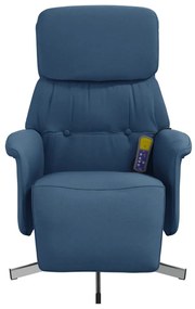 Cadeira de massagens reclinável c/ apoio de pés tecido azul