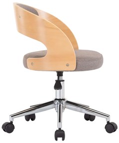 Cadeira escritório giratória madeira/tecido cinza-acastanhado