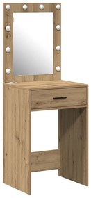 Mesa de Maquilhagem  com Luzes LED Carvalho Artesanal 50x41x135 cm