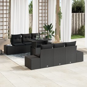 Conjunto de Sofá de Jardim com 7 Peças e Almofadas em Rattan Sintético