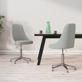 vidaXL Cadeiras de jantar giratórias 2 pcs tecido cinzento-claro