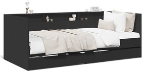 vidaXL Sofá-cama com gavetas sem colchão 75x190 cm preto