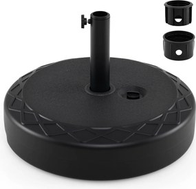Base para guarda-sol em HDPE recheável de 52 kg com 2 adaptadores para postes redondos de 39/49 mm – Exterior, jardim, terraço, pátio, piscina Preto