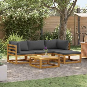 vidaXL 5 pcs conj. lounge jardim c/ almofadões madeira acácia maciça