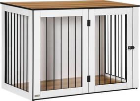 PawHut Caixa para cães, caixa para animais de estimação para cães grandes, abrigo para cães, interior, 106 x 60 x 76 cm, Carvalho+Branco | Aosom Portugal