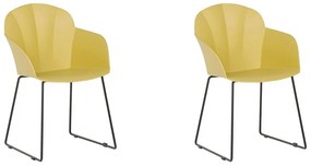 Conjunto de 2 cadeiras de jantar amarelas SYLVA Beliani