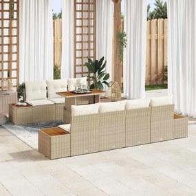 vidaXL Conjunto de Jantar para Jardim 8 pcs Bege 100 x 55 x 73 cm