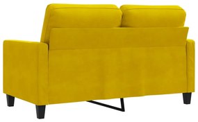 Sofá de 2 lugares veludo 120 cm amarelo