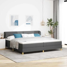 vidaXL Cama Box com colchão Cinzento escuro 200 x 200 cm tecido