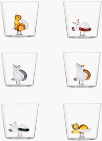 Copo em borosilicato artesanal Cats, conjunto de 6