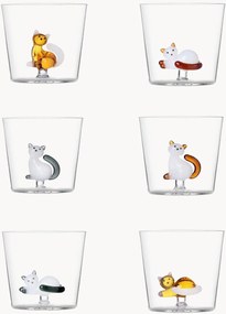 Copos em vidro borossilicato artesanais Cats, conjunto de 6