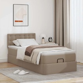 Cama otomana com colchão 80x200 cm couro artificial cappucino