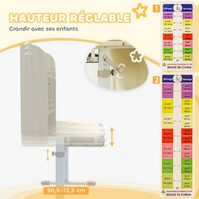Secretária para crianças, secretária de estudo com altura regulável e tampo inclinável, 80 x 51 x 108,5-130,5 cm, natural