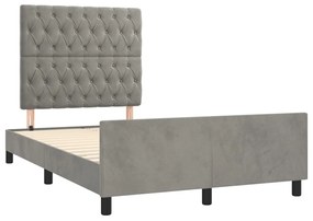 Estrutura de cama sem colchão 120x200 cm veludo cinzento-claro