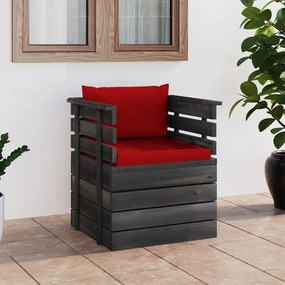 vidaXL Poltrona de jardim com almofadões madeira de pinho