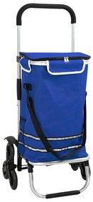 Carrinho de Compras vidaXL com Rodas e Cabo Ajustável Azul 40 L