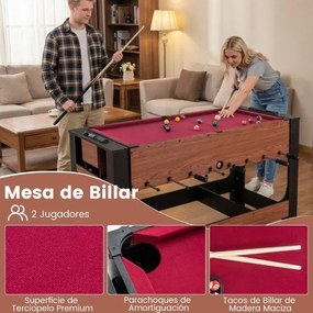 Mesa de jogos Giratória matraquilhos e Bilhar 2 em 1 com Acessórios incluídos Preto e Castanho