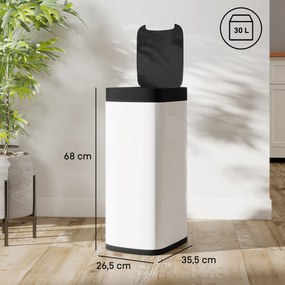 Caixote do lixo de cozinha automático de 50 L, com sensor de movimento, funciona a pilhas, 26,5 x 35,5 x 68 cm, creme
