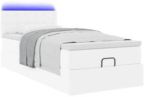 Estrutura de cama otomana com colchão 90x200 cm branco puro