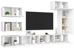 8 pcs conjunto de móveis de TV derivados de madeira branco