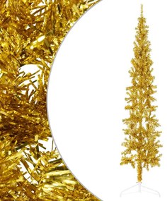 Meia árvore de Natal fina com suporte 240 cm dourado
