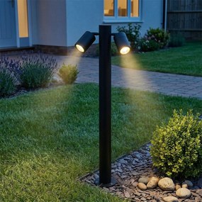 Candeeiro de pé para exterior preto 80 cm IP44 ajustável 2 luzes - Duo