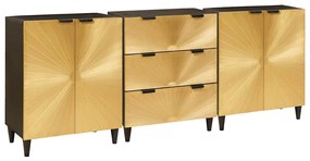 vidaXL Buffet 3 pcs Preto e Ouro 60 x 33 x 75 cm