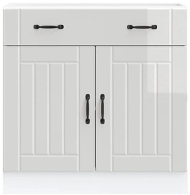 Armário de cozinha baixo Lucca deriv. madeira branco brilhante