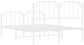 Estrutura de cama com cabeceira e pés 140x190 cm metal branco