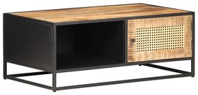 Mesa de centro 90x50x35 cm mangueira áspera e palhinha natural