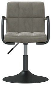 Cadeiras de jantar giratórias 2 pcs veludo cinzento-claro