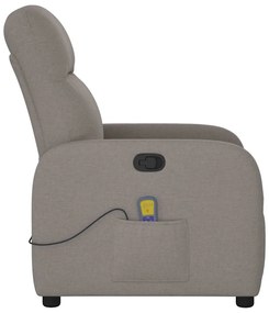Poltrona de massagens reclinável tecido cinzento-acastanhado