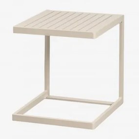 Mesa Auxiliar Para Jardim Quadrada 40x40 Cm Em Alumínio Dulem Tapioca Bege - Sklum