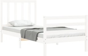 Cama sem colchão 100x200 cm madeira de pinho maciça branco