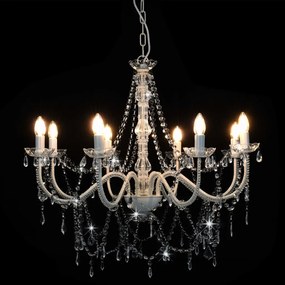 Lustre com contas lâmpadas 8 x E14 branco
