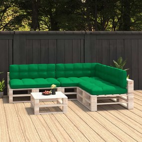 vidaXL Almofadões para sofás de paletes 7 pcs verde