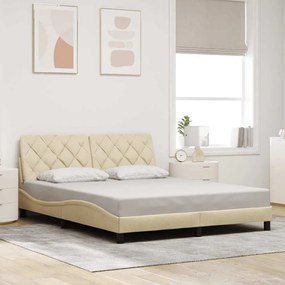 Estrutura de cama com LED sem colchão 160x200 cm tecido creme