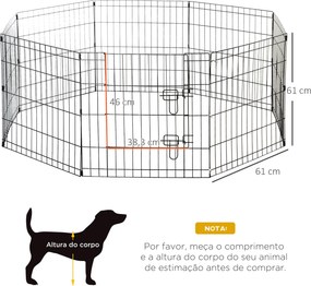 PawHut Parque para Cães 8 Painéis 61x61cm Dobráveis Gaiola Metálica pa